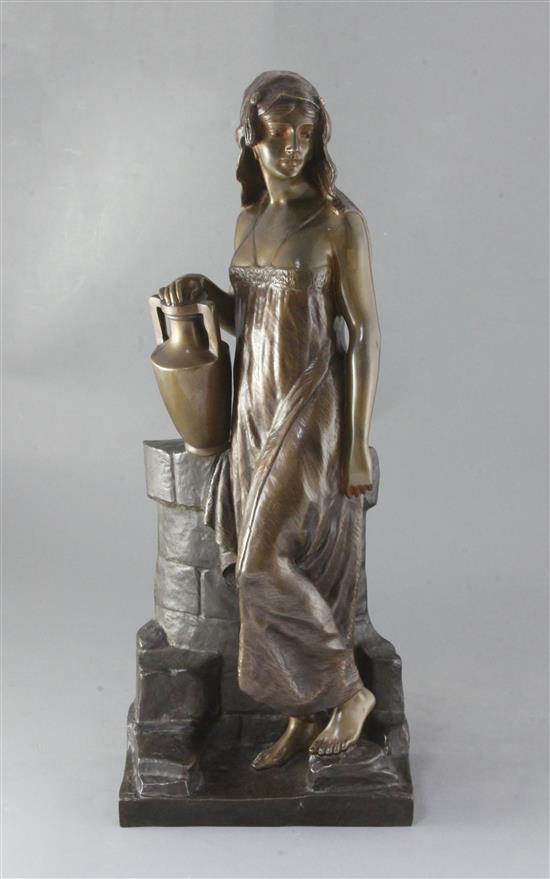 After M. Le Duc. A bronze figure of a female water carrier, height 24in.